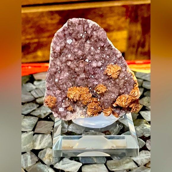 Dolomite on Purple Cubic Fluorite